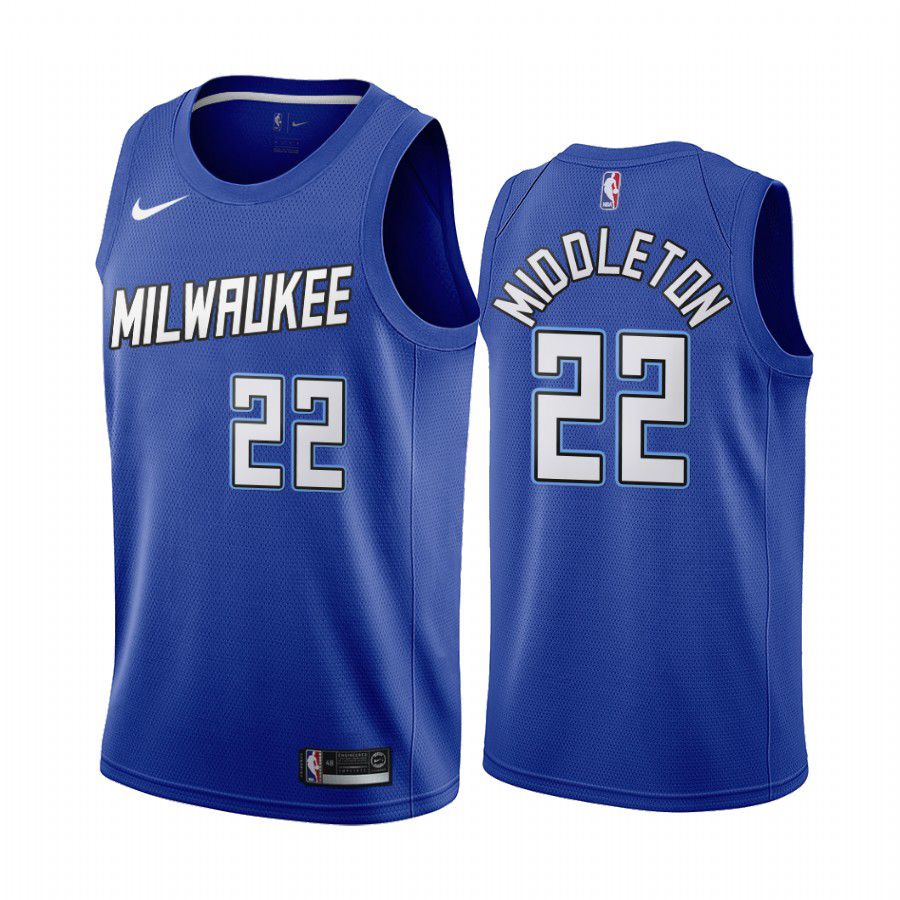 Men Milwaukee Bucks 22 khris middleton navy city edition new uniform 2020 nba jersey